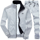 Spring Autumn Men's Sets 2 Piece Zipper Jacket
